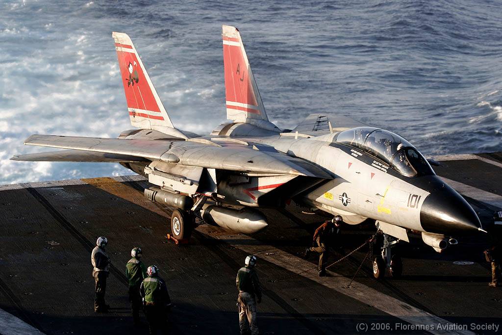 58 CVN71060221 F-14D 164603 AJ-101 DK 01 F-14D 164603/AJ-101 of VF-31 - USS Theodore Roosevelt, 21 February 2006 (C) Didier Kories